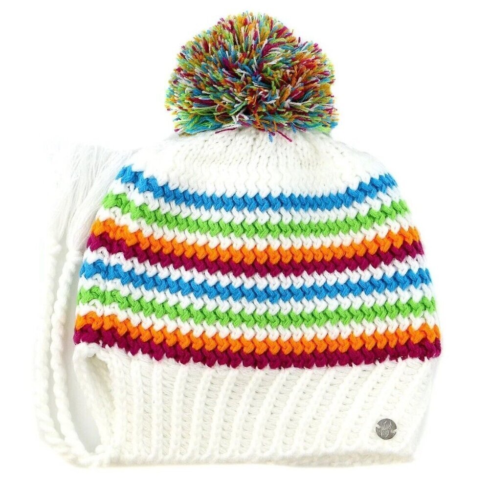 Spyder Bittersweet Beanie Rainbow Pom Pom Unisex One Size Knit Gorpcore